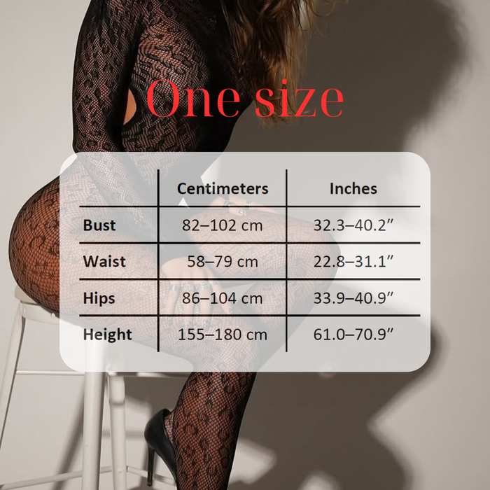 Black Fishnet Long Sleeve Bodystocking – Sheer Mesh Romper for Festival & Clubwear