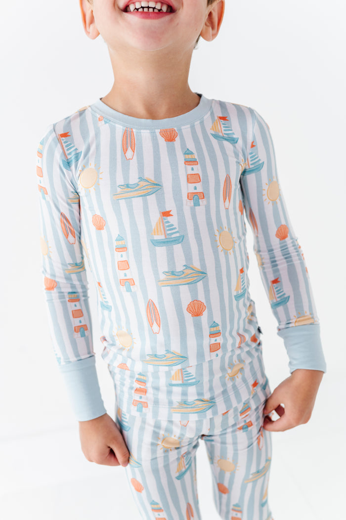 Boardwalk Buddies Blue Kids Pajamas Bamboo