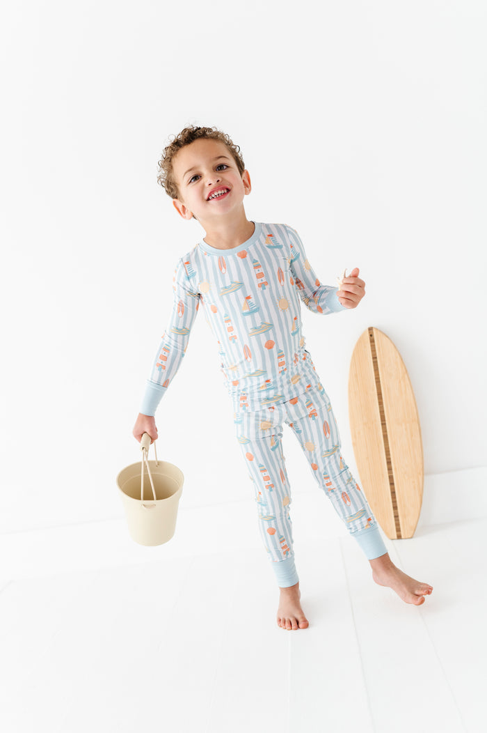 Boardwalk Buddies Blue Kids Pajamas Comfortable