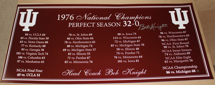 Bob Knight Autographed 1976 Indiana University Perfect Season Panoramic Photo - Vintage Indy Sports