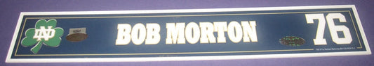 Bob Morton #76 Notre Dame Football Game Used Locker Tag - Vintage Indy Sports