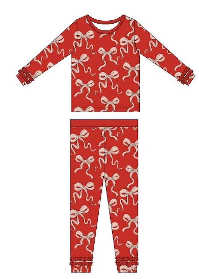 Bow Much Love Kids Pajamas With Ruffle