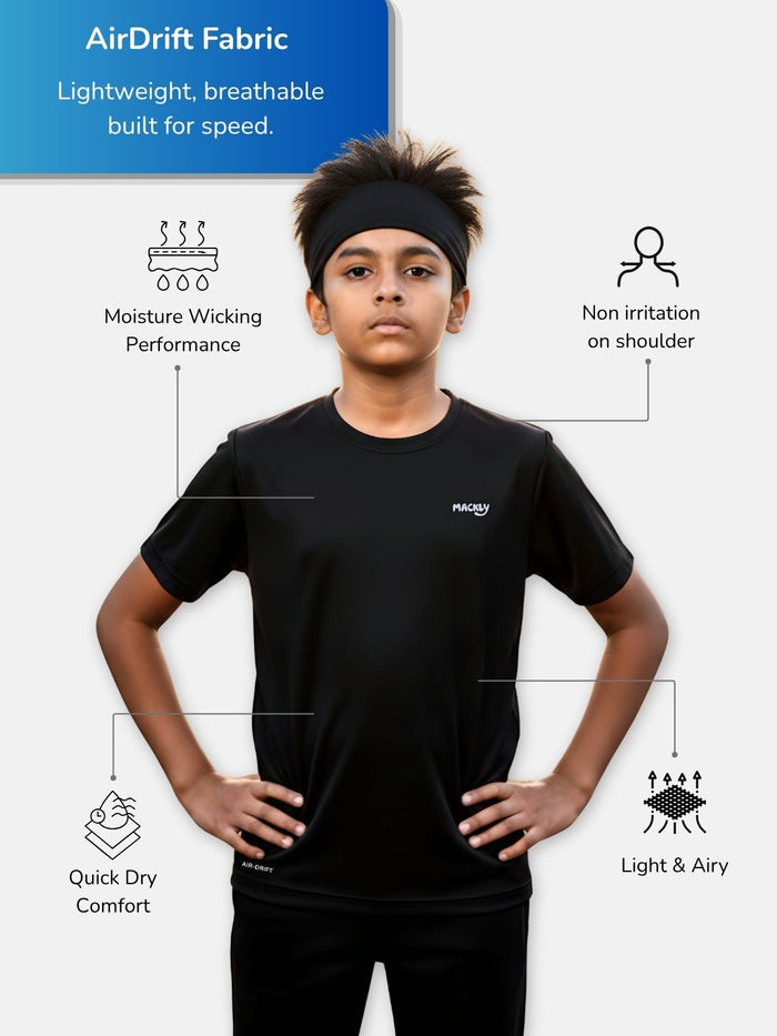 Boys AirDrift Sports T-Shirt - Black