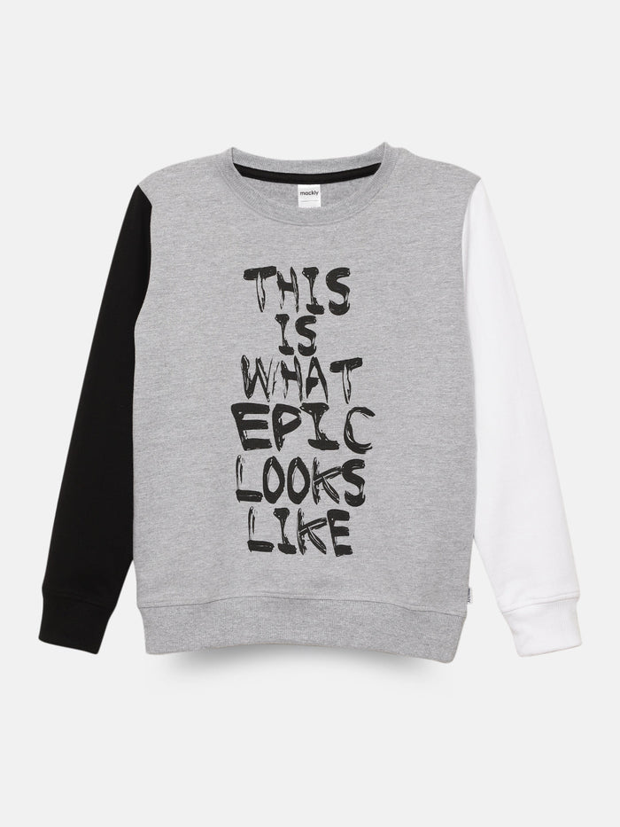 Boys Colorblocked Sleeve & Printed Sweatshirt