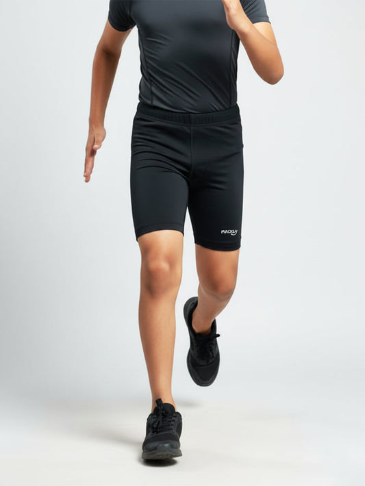 Boys Compression Racer Sports Shorts - Black