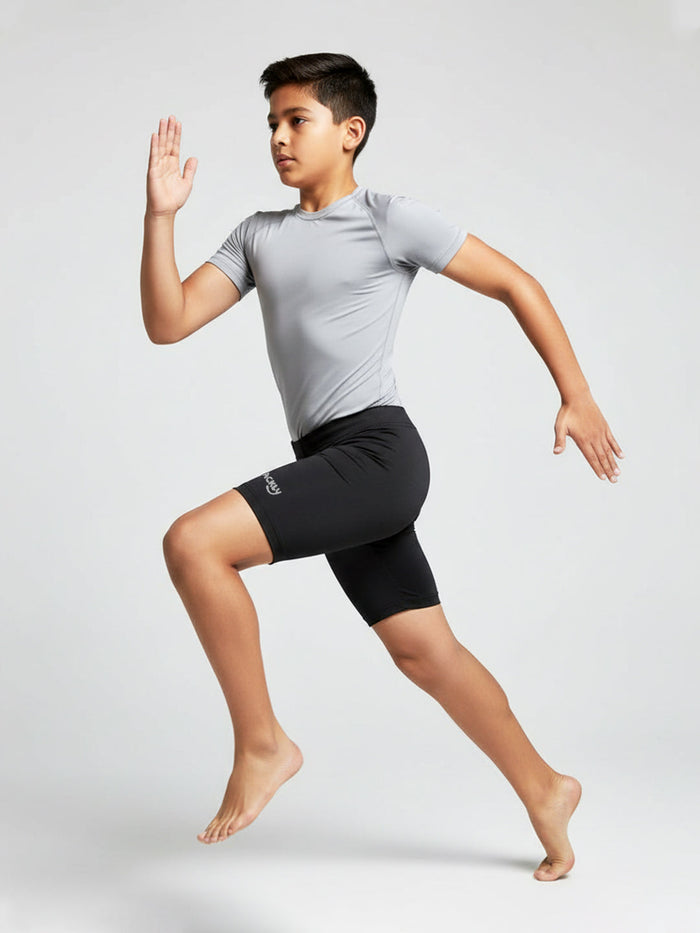 Boys Compression Racer Sports Shorts - Black