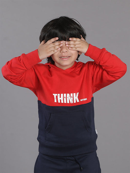 Boys Cut and Sew Printed Pocket Hoodie