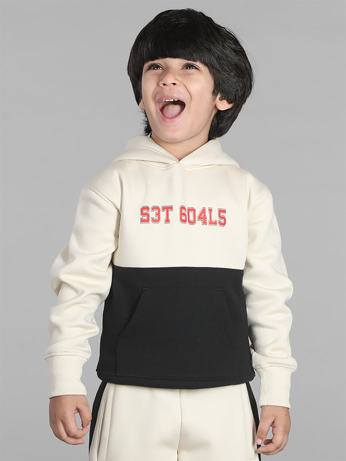 Boys Cut and Sew Printed Pocket Hoodie