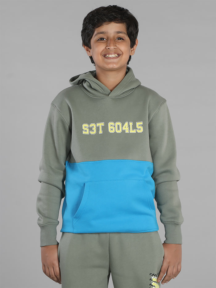 Boys Cut and Sew Printed Pocket Hoodie