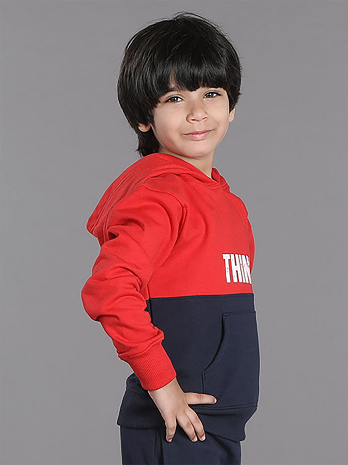Boys Cut and Sew Printed Pocket Hoodie