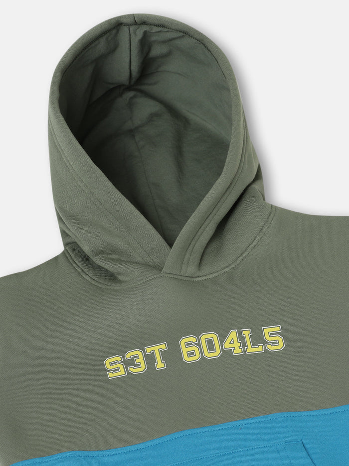 Boys Cut and Sew Printed Pocket Hoodie