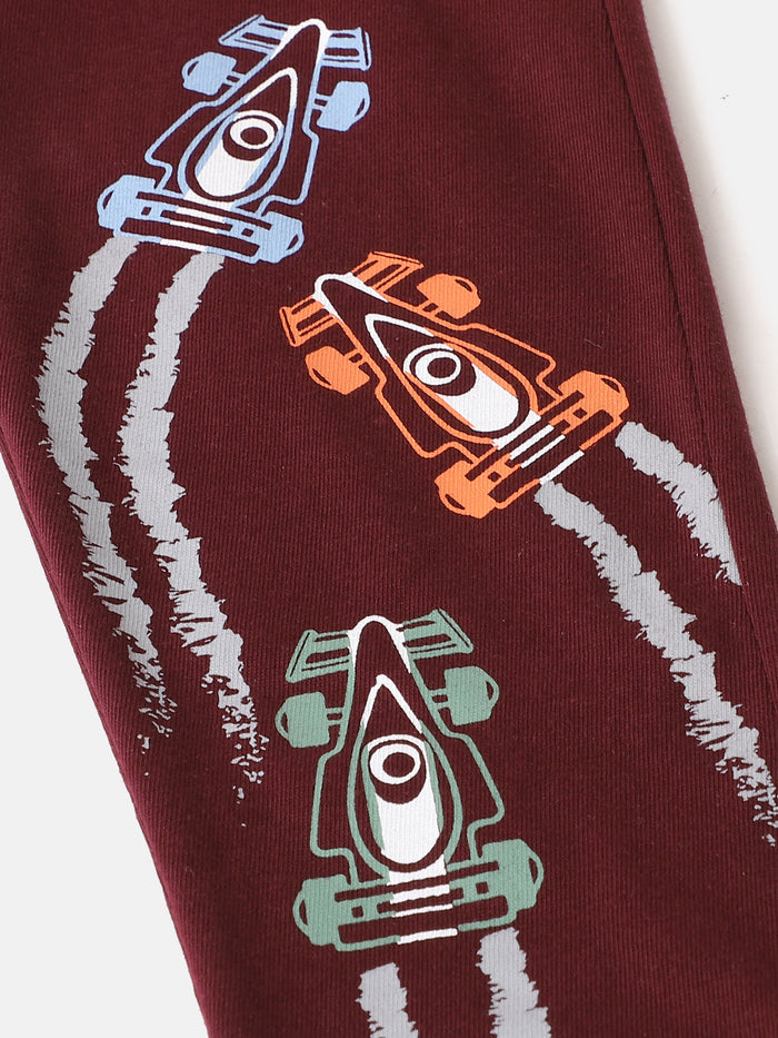 Boys F1 Cars Printed Cotton Pants