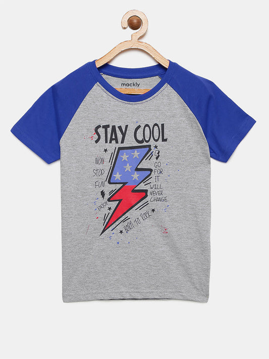 Boys Raglan Sleeve Printed Cotton T-Shirt