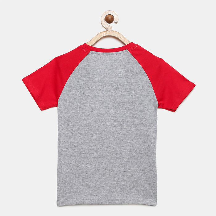 Boys Raglan Sleeve Printed Cotton T-Shirt