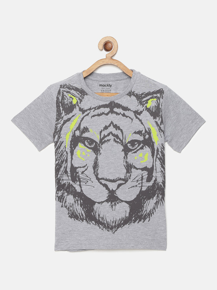 Boys Tiger Printed Cotton T-Shirt