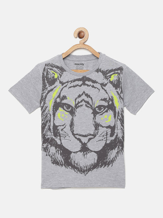 Boys Tiger Printed Cotton T-Shirt