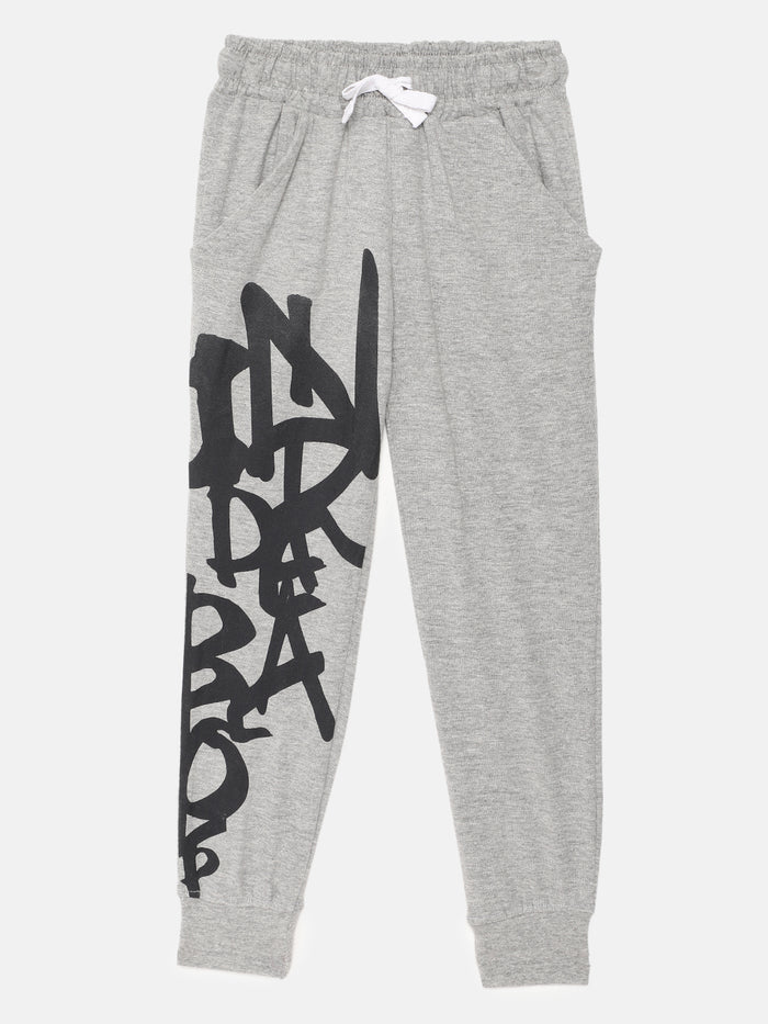 Boys Typo Printed Cotton Pants