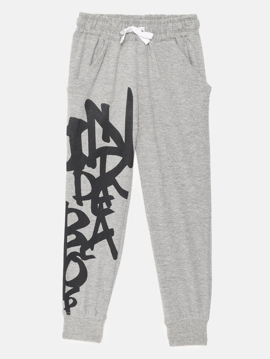 Boys Typo Printed Cotton Pants