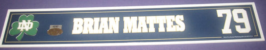 Brian Mattes Notre Dame Game Used Locker Room Tag #79 - Vintage Indy Sports
