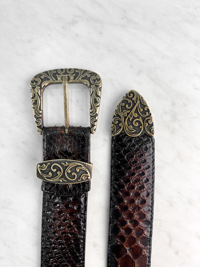 BROWN PYTHON WESTERN BELT