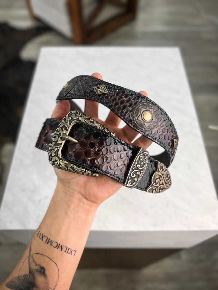 BROWN PYTHON WESTERN BELT