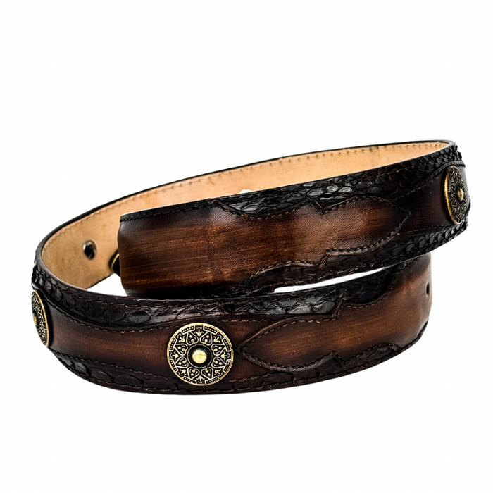 BROWN PYTHON/LEATHER  WESTERN BELT