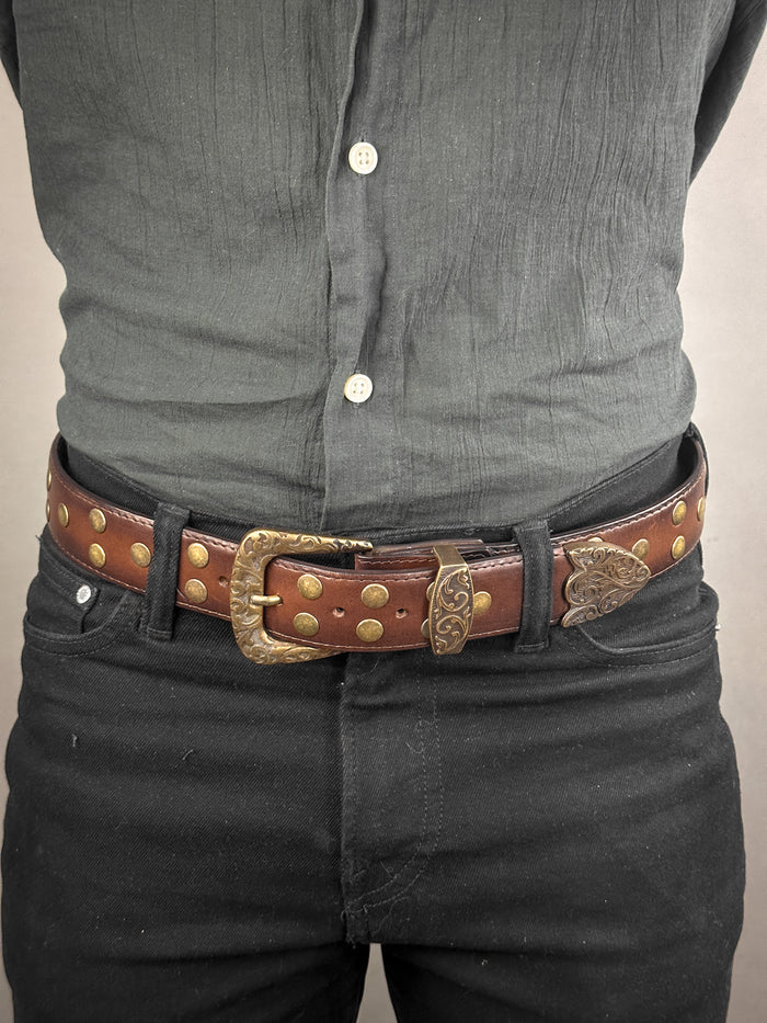 BROWN STUDDED BELT