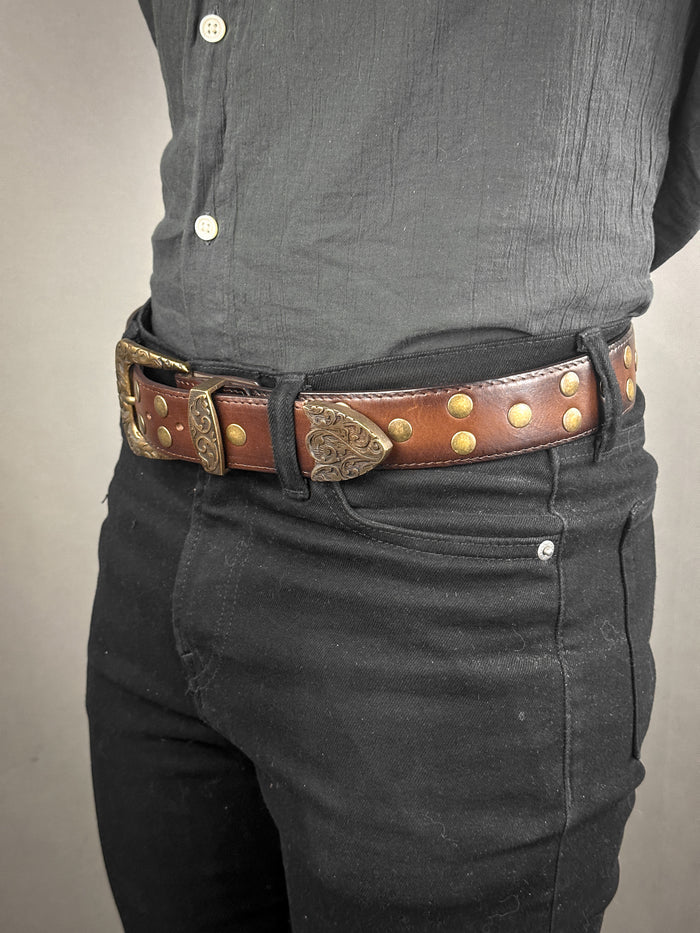 BROWN STUDDED BELT