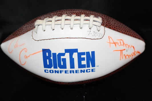 Cam Cameron & Anthony Thompson Autographed Big Ten Conference Mini Football - Vintage Indy Sports
