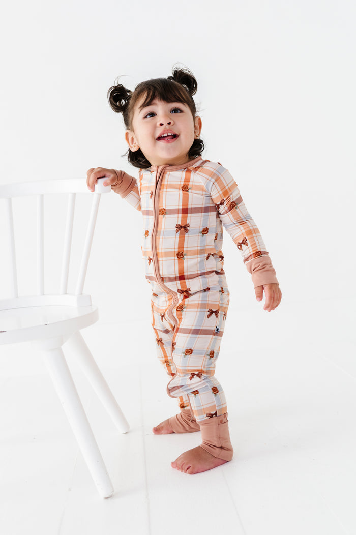 Cinnamon Bloom Plaid Convertible Footies