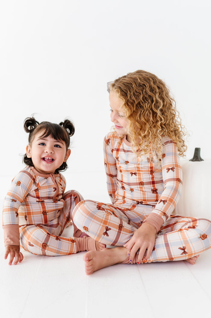 Cinnamon Bloom Plaid Convertible Footies