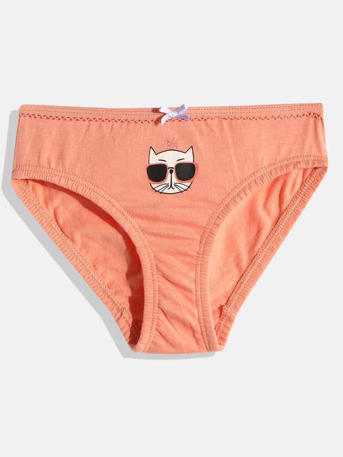 Buy Cat Printed Kid's Brief for Girls orange