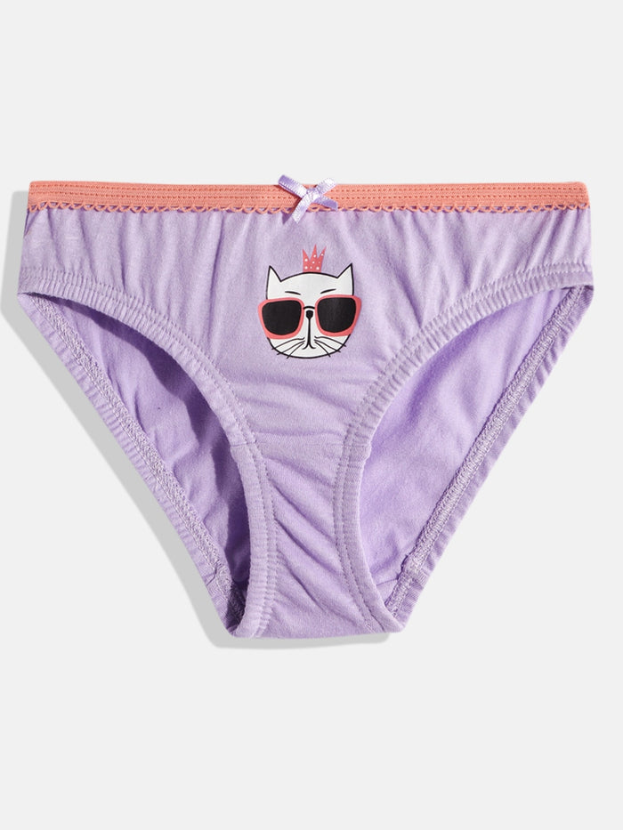 Buy Cat Printed Kid's Brief for Girls violet