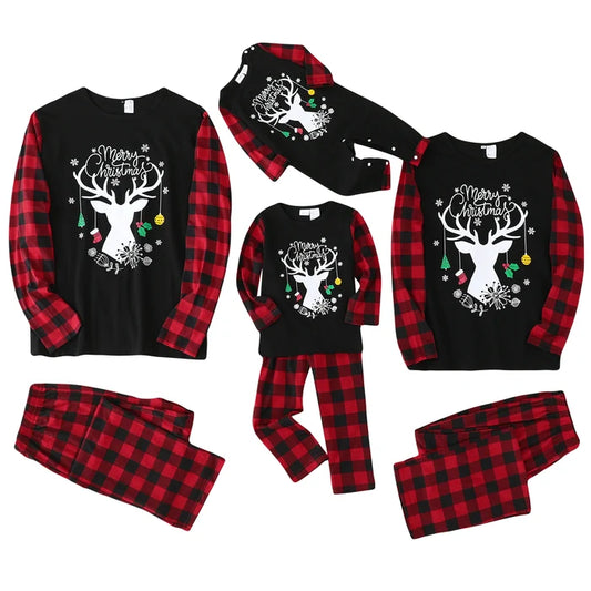 Custom pajamas wholesale Family Matching Christmas Pajamas Set Letter Print Custom Pattern Parents and Kids Home Wear Catpapa