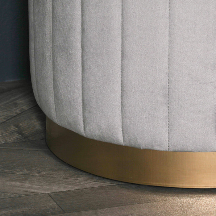 Deco Grey Velvet Stool with Gold Base - Modern Home Interiors