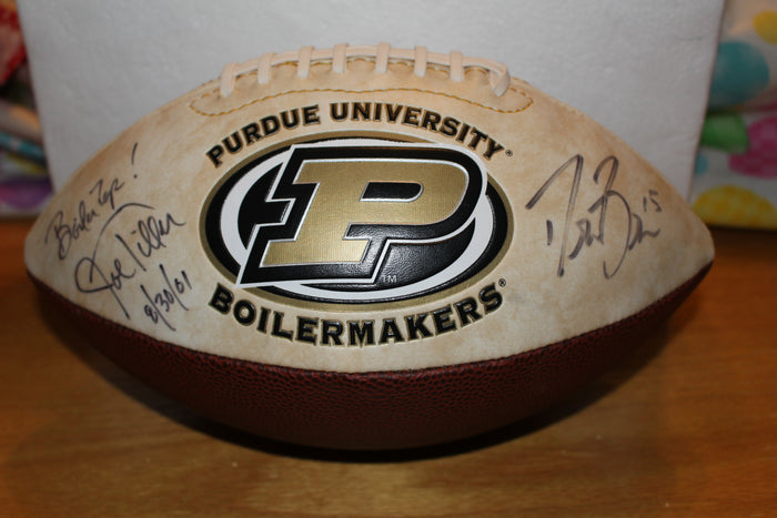 Drew Brees & Joe Tiller Autographed Purdue University Logo F/S Football - Vintage Indy Sports