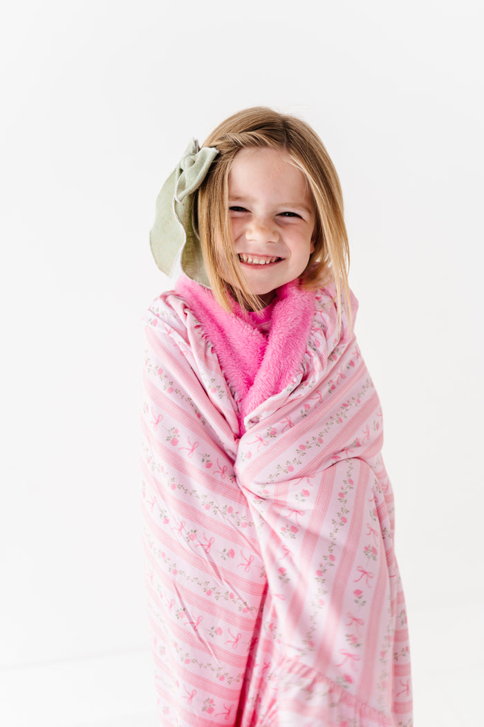 Everything's Coming Up Roses Fuzzy Ruffle Blanket