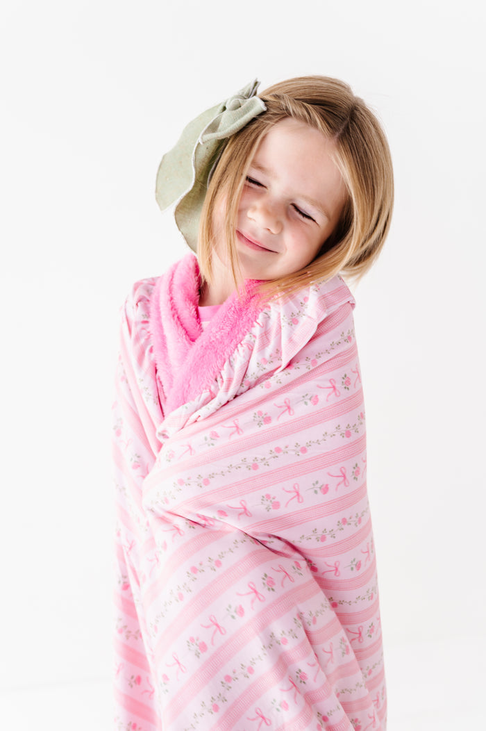 Everything's Coming Up Roses Fuzzy Ruffle Blanket