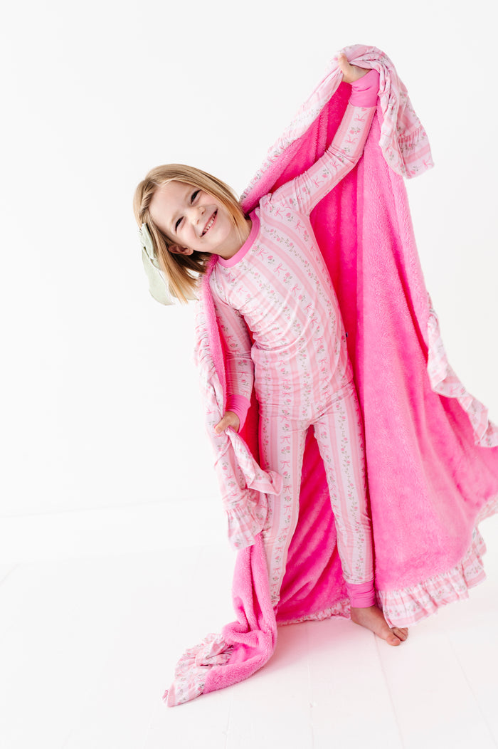 Everything's Coming Up Roses Fuzzy Ruffle Blanket