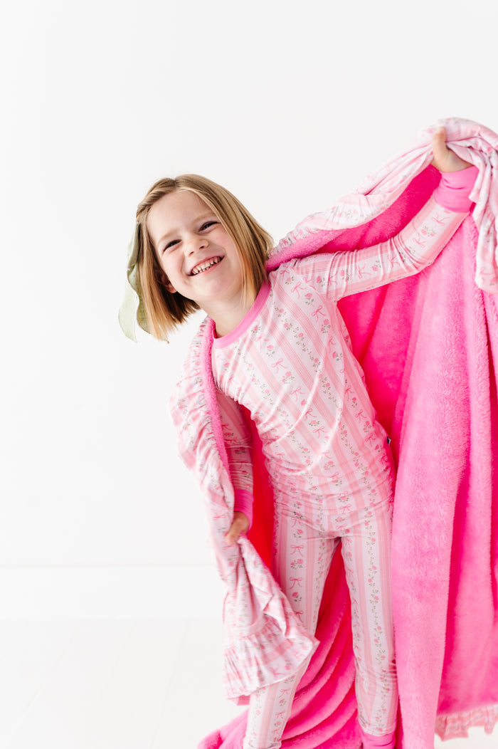 Everything's Coming Up Roses Fuzzy Ruffle Blanket