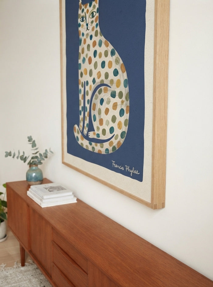 Feline Élan | Dotted Folk Art Cat Print