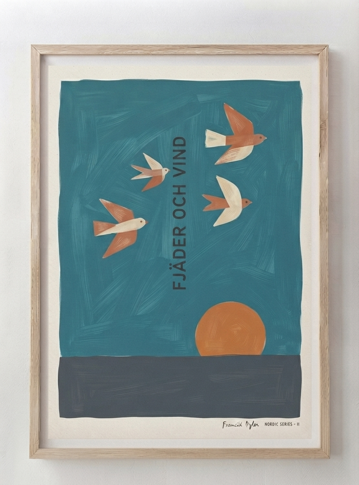 Fjader Och Vind | Mid-Century Bird Art Print