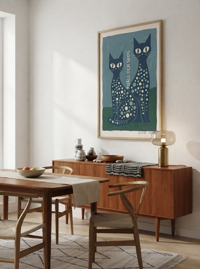 FJJALL OCH SKOC | Mid Century Modern Cat Art Print