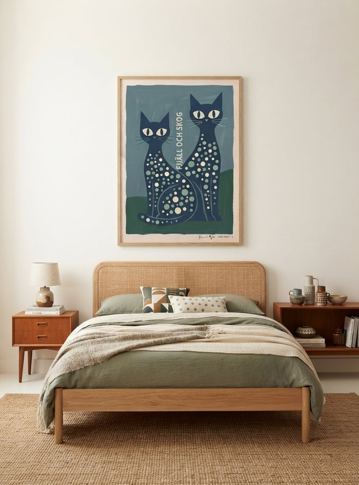 FJJALL OCH SKOC | Mid Century Modern Cat Art Print