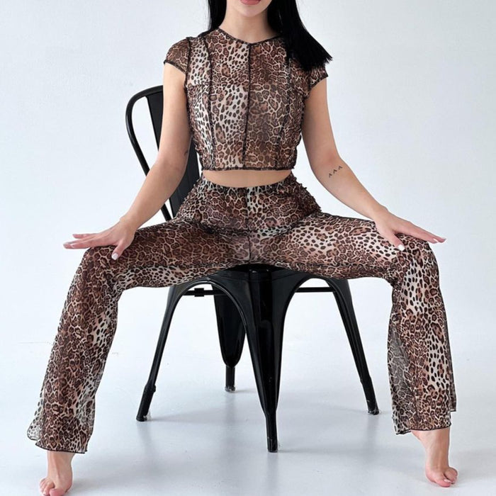 Flared mesh pants and top for dance
