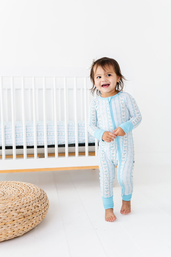 Forget Me Knot Blue Crib Sheet