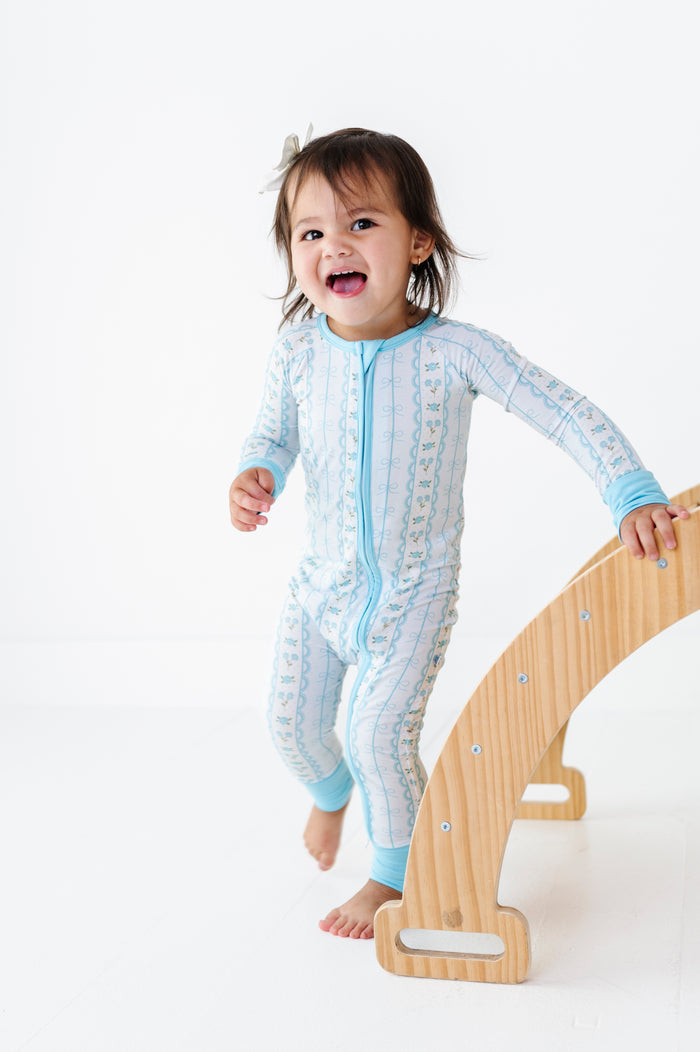 Forget Me Knot Convertible Footies- Blue