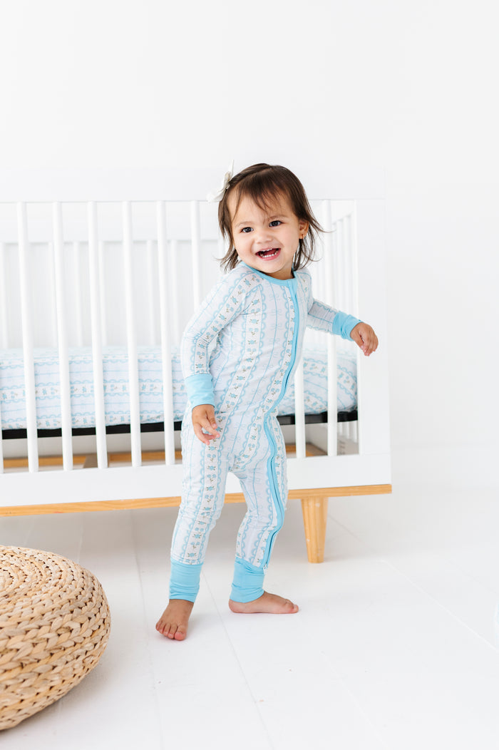 Forget Me Knot Convertible Footies- Blue