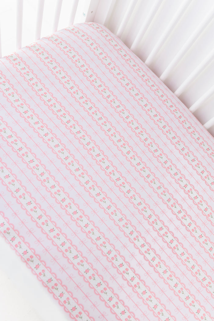 Forget Me Knot Pink Crib Sheet