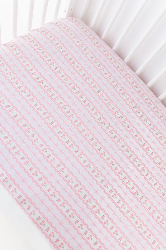 Forget Me Knot Pink Crib Sheet